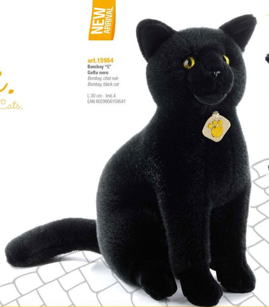 צעצוע בובת חתול שחור 30 ס"מ - צעצועים Plush.il 8029956159541