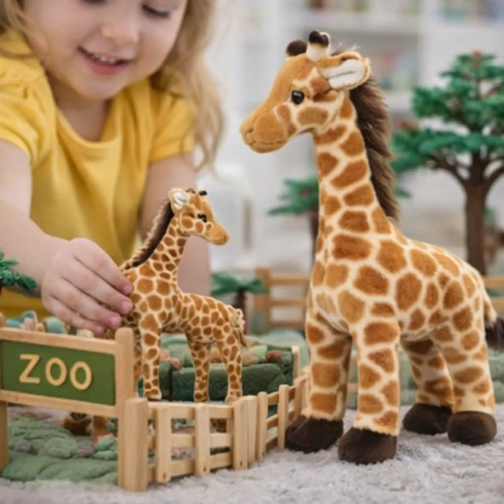 בובת פרווה ג׳ירפה 38 ס״מ במשחק גן חיות – צעצוע רך לילדים
