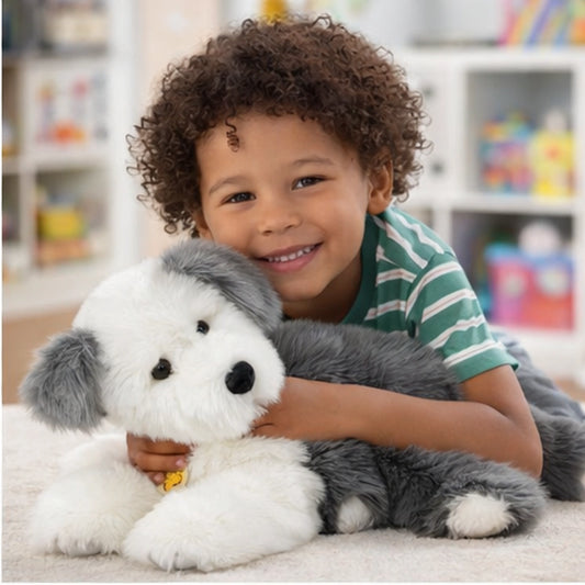 בובת פרווה כלב רכה לחיבוק ומשחק, צעצוע רך לילדים ומתנה מושלמת לילדים
